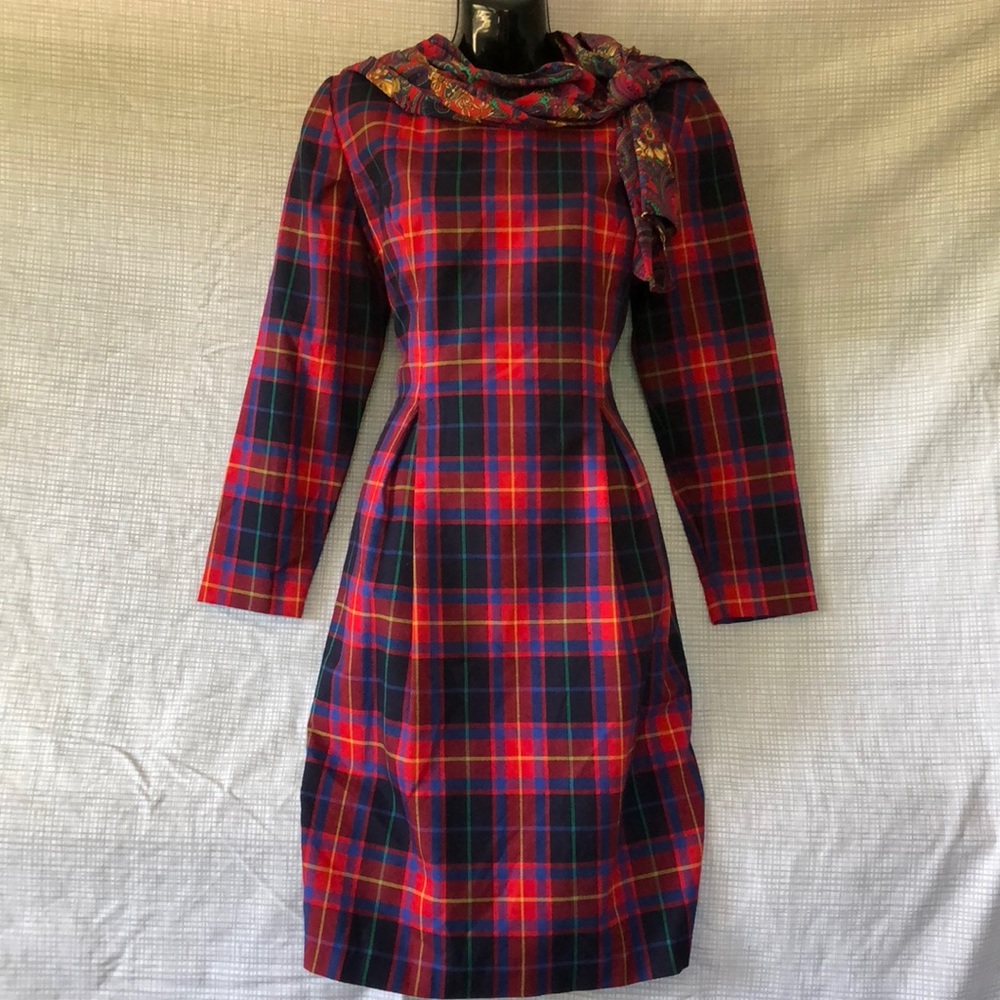 Vintage plaid pencil dress